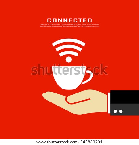 Internet cafe poster design isolated on red background
