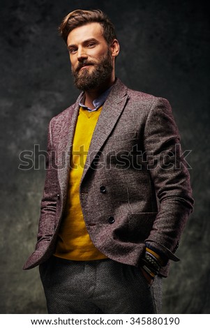 bearded man with a very interesting look Royalty-Free Stock Photo #345880190