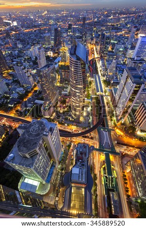 Abstract cityscape view in Bangkok, Thailand