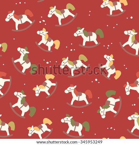 Christmas amazing seamless cute toy horse red pattern.