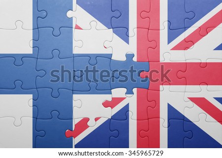 puzzle with the national flag of great britain and finland . concept