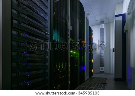 rackserver hardware in the data center Royalty-Free Stock Photo #345985103
