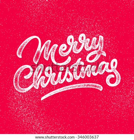 Merry Christmas, xmas badge, handwritten lettering, calligraphy with grain, noise, dotwork, halftone, grunge texture for logo, banners, labels, postcards, posters, web and prints. Vector illustration.