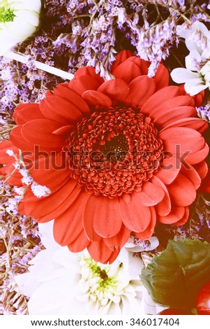 Valentine's Day bouquet of flowers mother toned photo gentle retro background