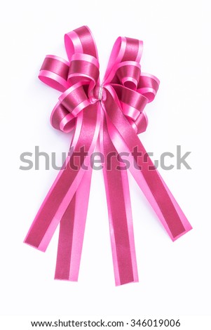 two tone pink color ribbon for christmas and new year gift decoration isolated on white background