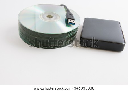 Pile of disk and Harddisk, Original Storage data in Big Data concept.