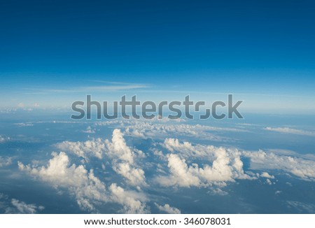 image of clear blue sky and white clouds on day time for background usage.
