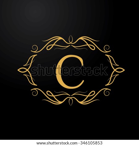 C letter vector logo template (sign, symbol, emblem, ornament)