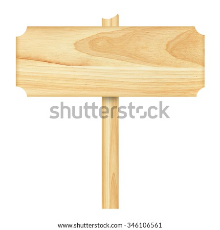 Wooden sign isolated on white background