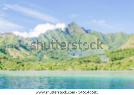 Defocused background of tropical beach in French Polynesia. Intentionally blurred post production for bokeh effect