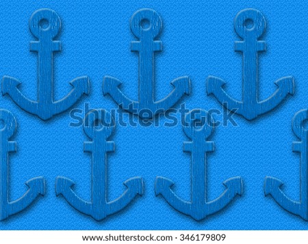the small anchor close-up on a blue background
