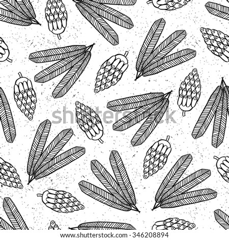 Cone seamless pattern. Vector illustration. Hand drawn surface background.