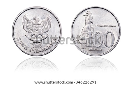 Coin 100 IDR with a mirror image