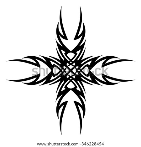 Tribal tattoo vector design sketch. Art cross pattern. Simple logo. Designer isolated abstract element for arm, leg, shoulder men and women on white background.