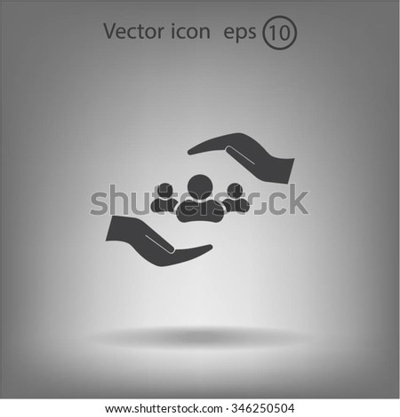 group of people and hand web icon. vector design