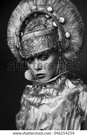 Woman in decorative  head wear