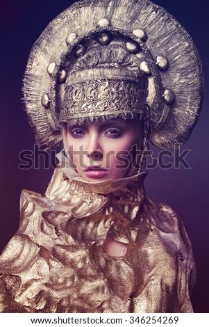 Woman in decorative  head wear