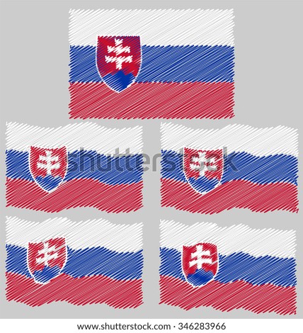 Flat and Waving Hand Draw Flag of Slovakia Country