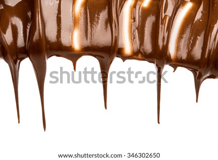Chocolate flow isolated on white background close