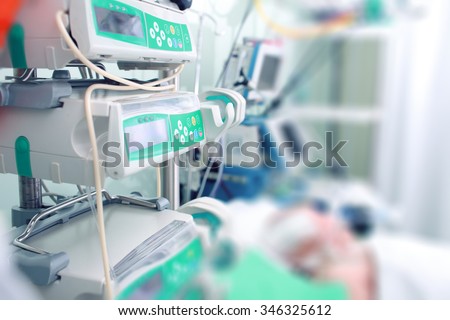Parenteral nutrition to critically ill patient in ICU Royalty-Free Stock Photo #346325612