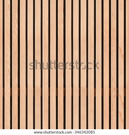 Seamless pattern of modern wall covering with vertical wooden slats for background Royalty-Free Stock Photo #346342085