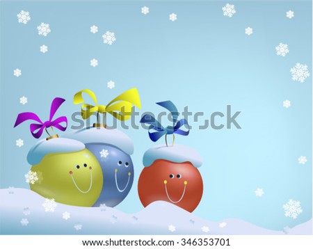 Vector illustration for Christmas and New Year with Christmas tree balls.