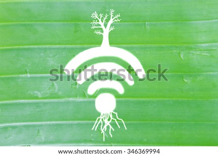 Banana leaf draw tree on wifi symbol