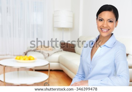 Beautiful asian woman in a new modern apartment.