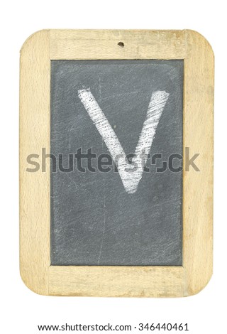 blackboard with frame with letter writing v