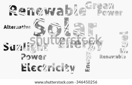 Solar energy word cloud with many related terms