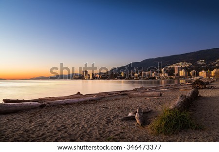 Sunset at Ambleside Park in West Vancouver. Royalty-Free Stock Photo #346473377