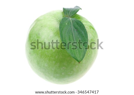 green fresh ripe apple isolated over white background