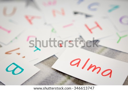 Hungarian; Learning the New Word with the Alphabet Cards (Translation; Apple)