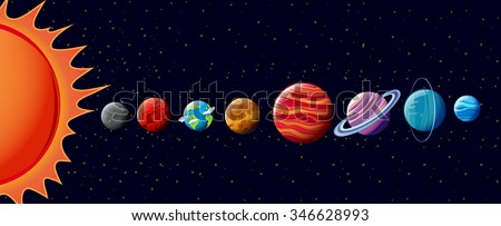 Planets in solar system illustration