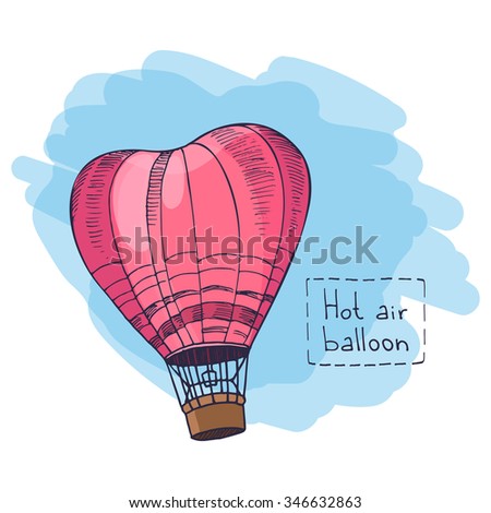 Hot air balloon color illustration.