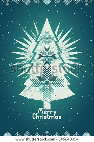 Typographical retro Christmas card design. Grunge vector illustration.