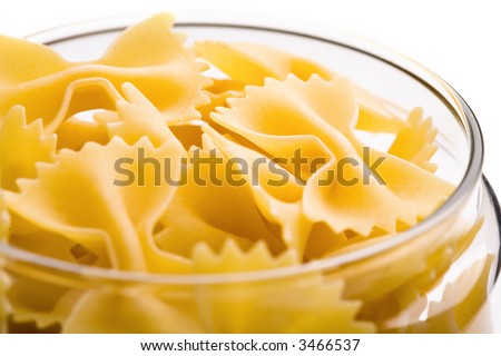 Close up view of the farfalle in glass can
