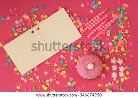 Cupcake, candle and copy space - happy birthday card