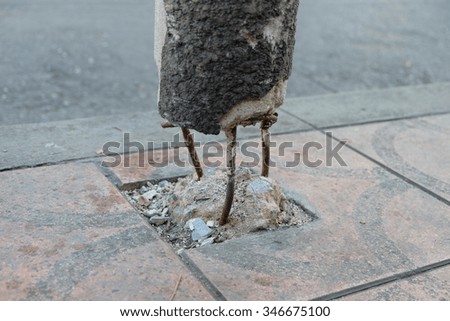 Pole Concrete broken old suffered 