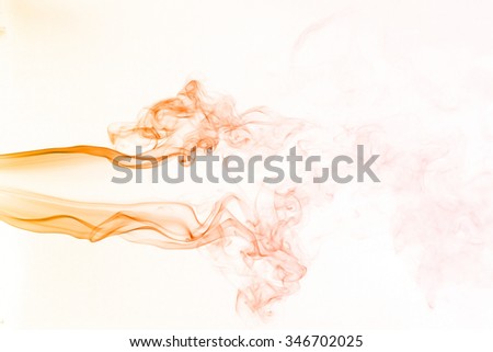Red orange smoke pattern on white background