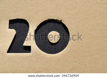 Number twenty on cardboard