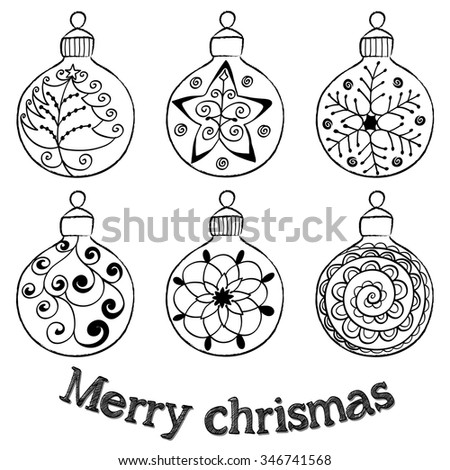Christmas hand drawn decorations vector