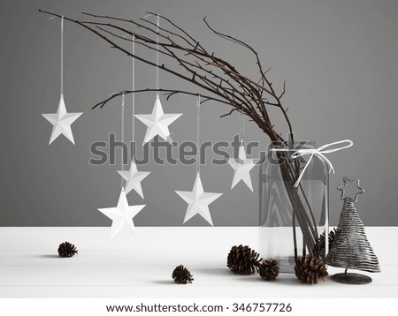 Christmas decoration on a white table with stars