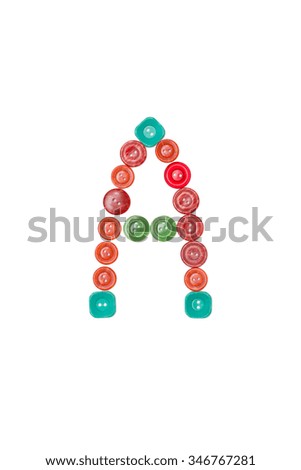 letter A made of colors buttons   isolated on white background