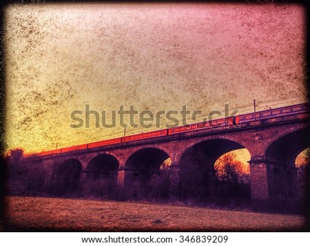 Wharncliffe viaduct across the Brent meadow, Hanwell, London Borough Of Ealing, England, United Kingdom, Europe