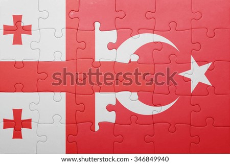 puzzle with the national flag of turkey and georgia . concept