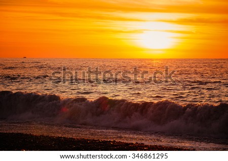Amazing sunset over the Black sea