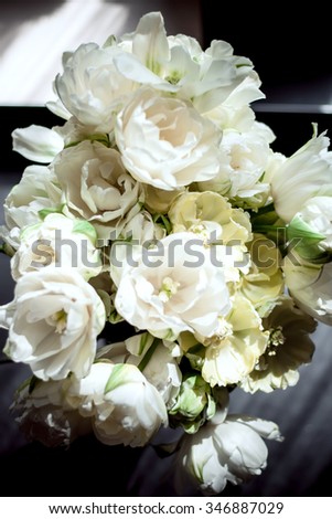 bouquet of fresh blooming peonies flowers