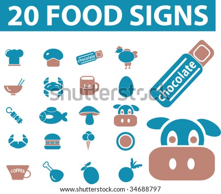 20 food signs. vector