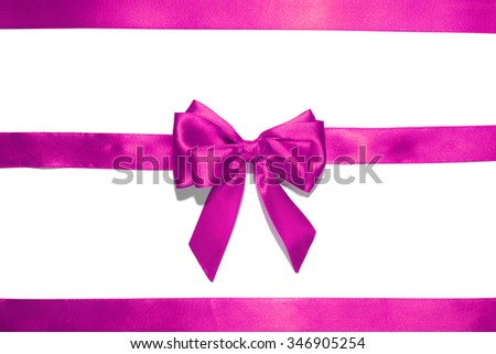 Purple  ribbon and bow isolated on white background